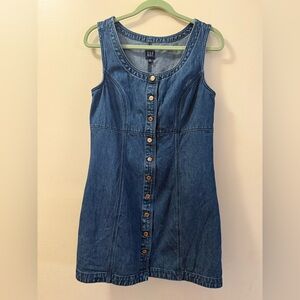 GAP Blue Denim Sleeveless Button-Front Mini Dress